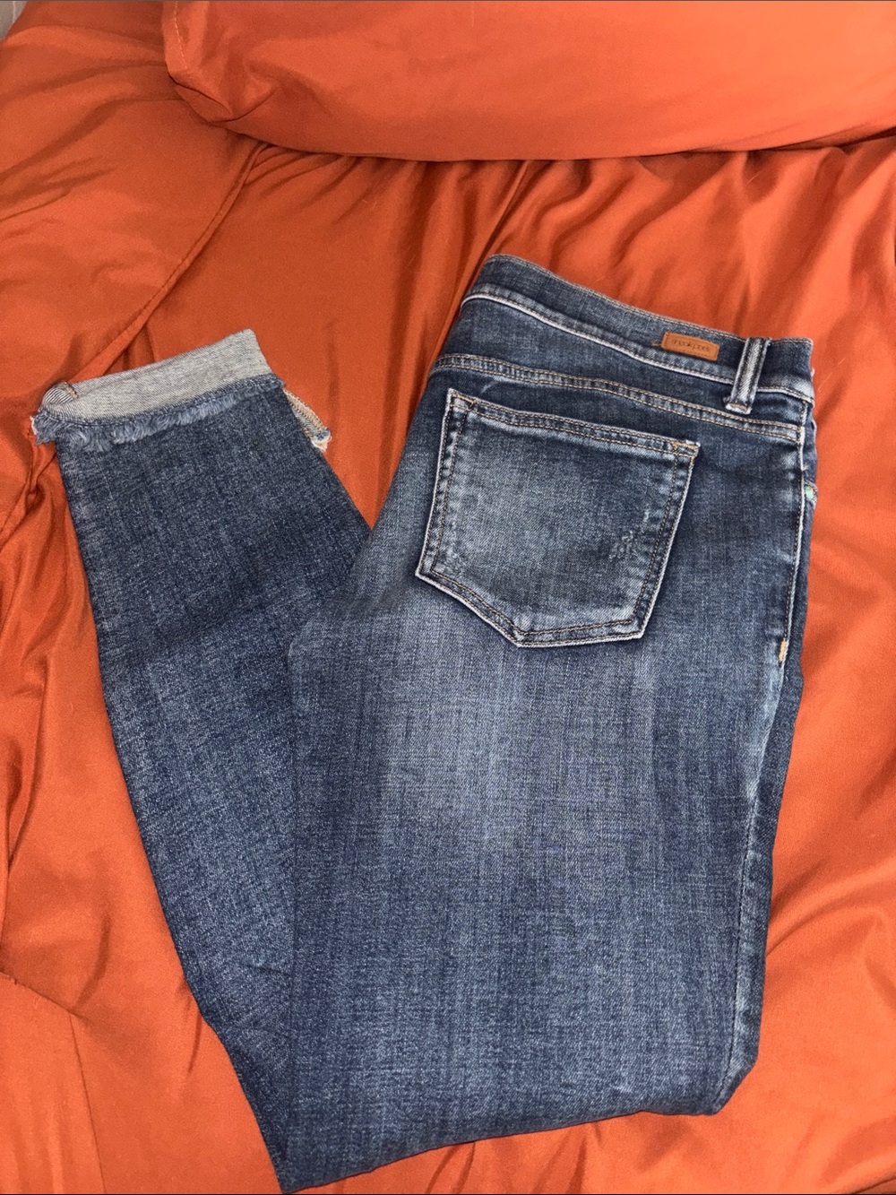 Sneak Peek low rise Mid Wash Blue Ankle Crop Jeans